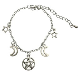 Armband Pentagram Måne Stjärnor Wicca Pagan