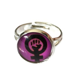 Ring Feminist Lila/Svart Feminism Kvinnosymbol Venus