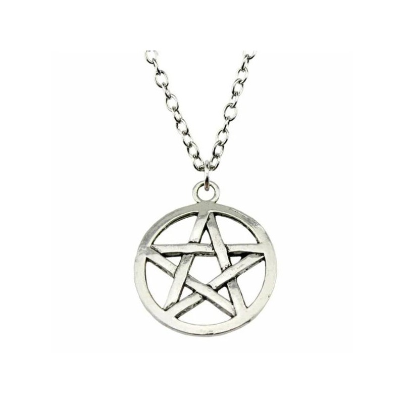 Halsband Pentagram Rostfri kedja Wicca Pagan