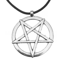 Halsband Pentagram STORT XL Inverterat Ockultism Wicca Pagan REM