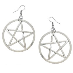 Örhängen Pentagram XL Stora Wicca Pagan Rostfri Krok