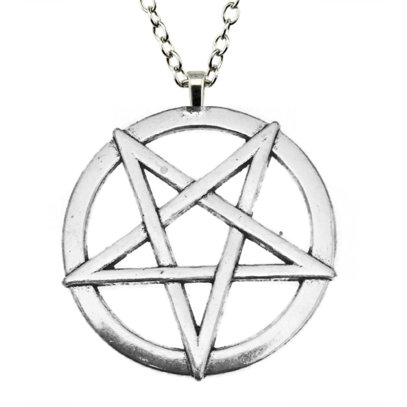 Halsband Pentagram XL Inverterat Ockultism Wicca Pagan 50 cm