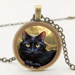 Halsband Katt Svart Black Cat Wicca Pagan 