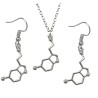 Set Örhängen Halsband Molekyl Serotonin Kemi 3-delat