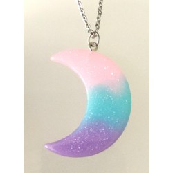 Halsband Måne Rosa/Blå/Lila Glitter Crescent Moon