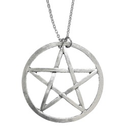 Halsband Pentagram XL Wicca Pagan Rostfri kedja 60 cm