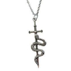Halsband Svärd Orm Serpent Snake Dagger Rostfri kedja