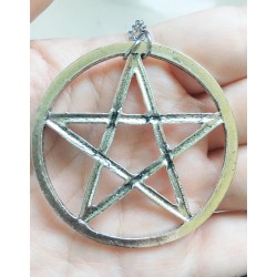 Halsband Pentagram XL Wicca Pagan Lång Kedja 75 cm.