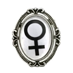 Pin Brosch Feminist Venus Kvinnosymbol Feminism Silver/Svart