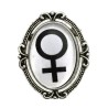 Pin Brosch Feminist Venus Kvinnosymbol Feminism Silver/Svart
