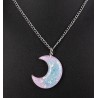 Halsband Måne Rosa Glitter Fantasy Crescent Moon Rostfritt
