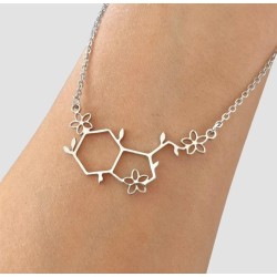 Halsband Molekyl Serotonin Blommor Molecule Kemi 