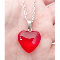 Halsband Hjärta Röd Rostfritt Stål Heart Kärlek Vänskap Partner