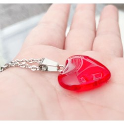 Halsband Hjärta Röd Rostfritt Stål Heart Kärlek Vänskap Partner