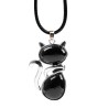 Halsband KATT Svart Onyx Wicca Pagan New Age Halloween Rem
