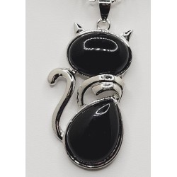 Halsband KATT Svart Onyx Wicca Pagan New Age Halloween Rem