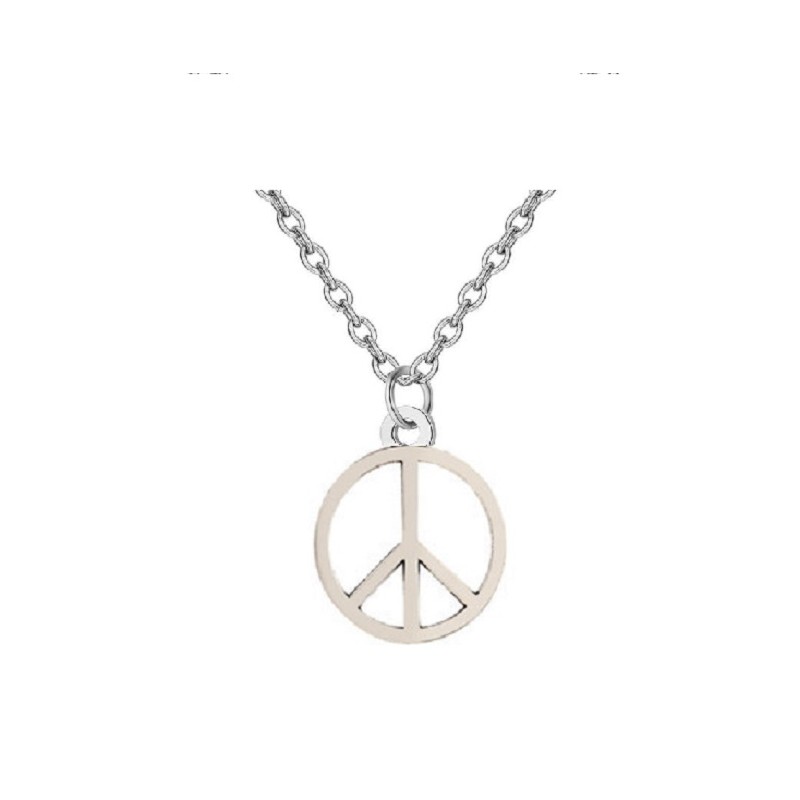 Halsband Peace Symbol Mini Fredstecken Rostfri kedja