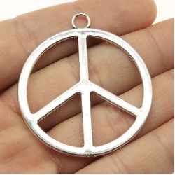 Halsband PEACE Symbol Fredstecken XL Rostfri Kedja