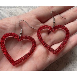 Örhängen Hjärta RÖD Hearts Glitter Valentine Alla Hjärtans Dag