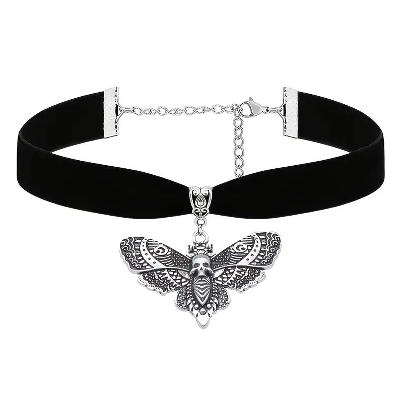 Choker Moth Halsband Mal Insekt Wicca Pagan Skull 