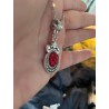 Halsband RÖD glitter Goth Rostfri Kedja Druz