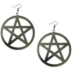 Örhängen Pentagram OVERSIZE Wicca Pagan Svart Symbol