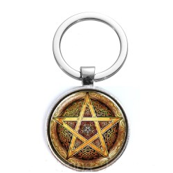 Nyckelring Pentagram Brun/Silver WiccaPagan