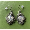 Örhängen Glitter Opal Snö Druz Snowflake Rostfri Krok