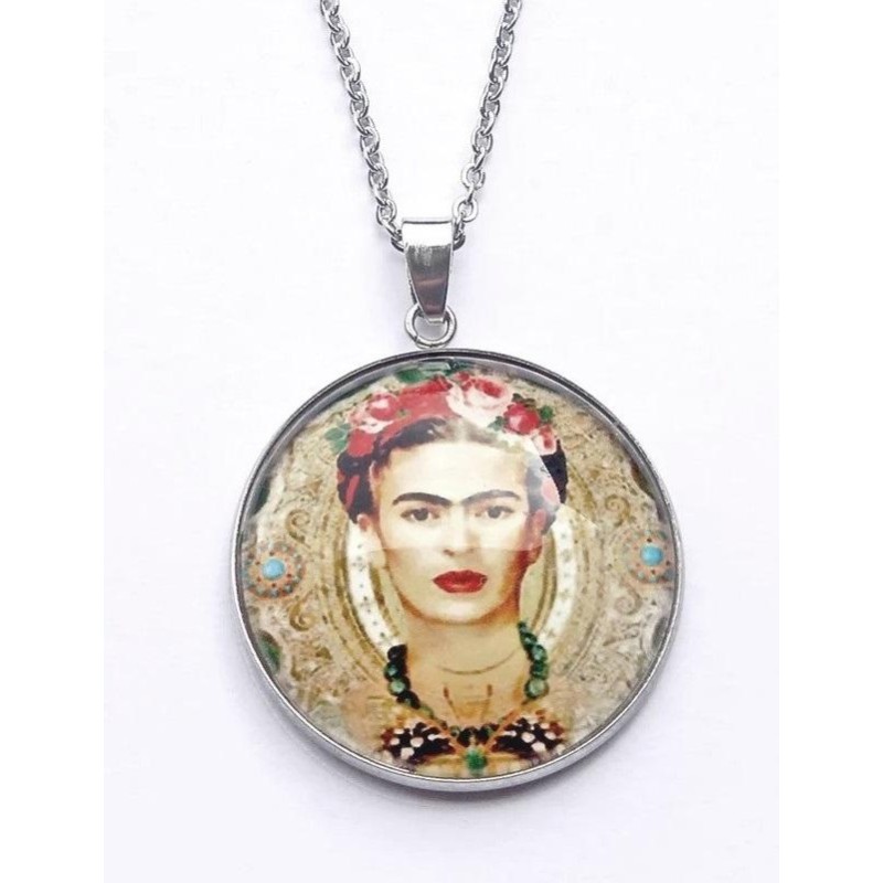 Halsband Frida Kahlo Feminist Feminism Ikon Symbol Silverfärgad 