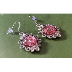 Örhängen Rosa glitter Gothic Viktoriansk Snirkel Rostfri Krok