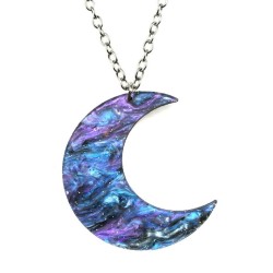 Halsband Måne Crescent Moon Lila Galax Marmor Wicca Pagan