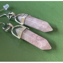 Örhängen Rosenkvarts Rostfri Krok Healing Wicca Pagan New Age 