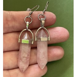 Örhängen Rosenkvarts Rostfri Krok Healing Wicca Pagan New Age 