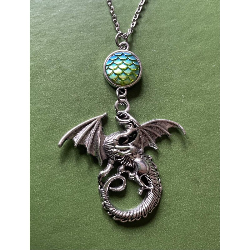 Halsband Drake Fjäll SilverDragon Scale Fantasy Rostfri Kedja
