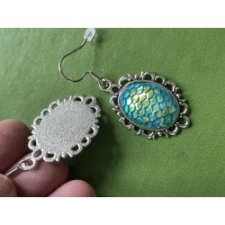 Örhängen Fjäll Sjöjungfru Turkos Mermaid Drake Scale Fantasy