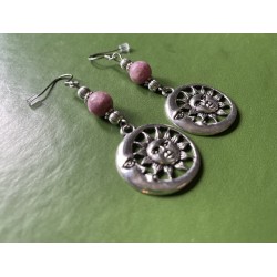 Örhängen Sol Måne Lepidolit Pärla Wicca Pagan Moon Sun