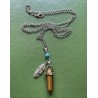 Halsband Tigeröga Fjäder Feather Boho Hippie New Age