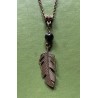 Halsband Fjäder ONYX Feather Boho New Age Healing Brons