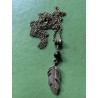 Halsband Fjäder ONYX Feather Boho New Age Healing Brons