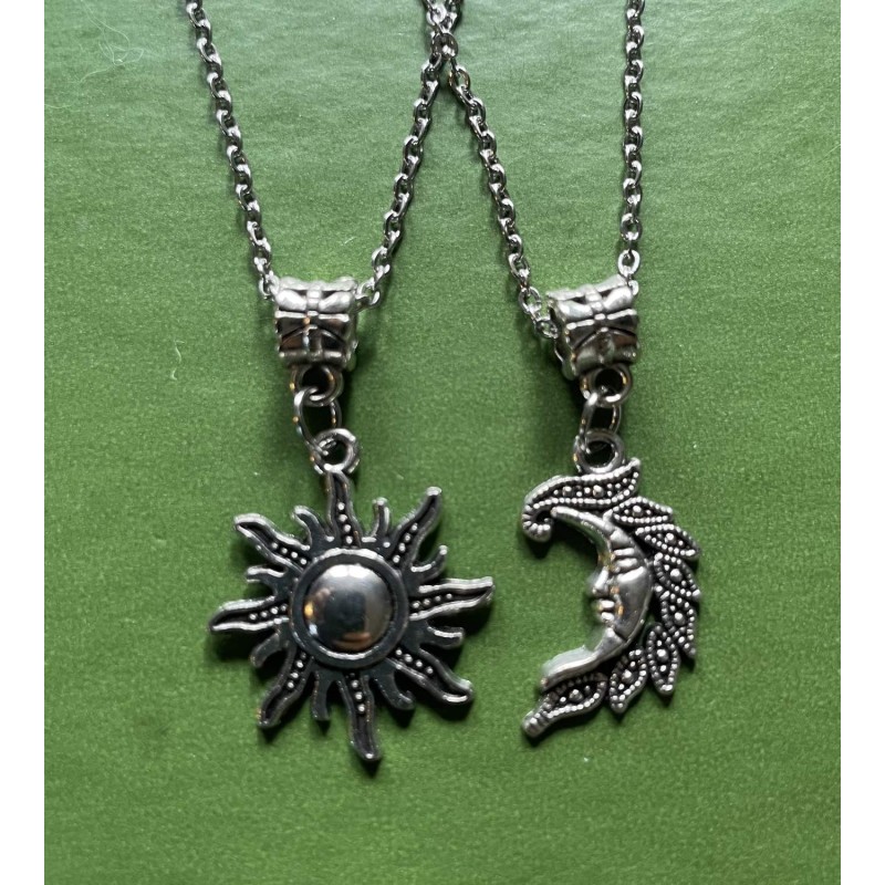Halsband Sol Måne Kompis Partner 2 st Sun Moon Rostfri kedja
