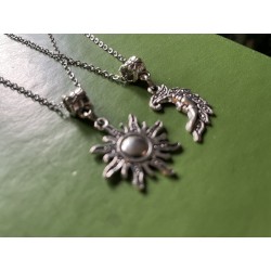 Halsband Sol Måne Kompis Partner 2 st Sun Moon Rostfri kedja