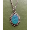 Halsband 3-delat Örhängen Glitter Turkos Drus Goth Rostfri kedja & krok