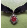 Choker Djupröd Glitter/Druz  Goth Rock Sammet velver