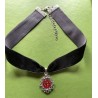 Choker Djupröd Glitter/Druz  Goth Rock Sammet velver