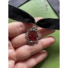 Choker Djupröd Glitter/Druz  Goth Rock Sammet velver