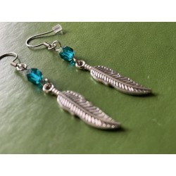 Örhängen Fjäder Feather Turkos Fjädrar Boho Hippie Rostfri krok