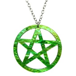 Halsband Pentagram Galax Grön OVERSIZE Wicca Pagan Marmor