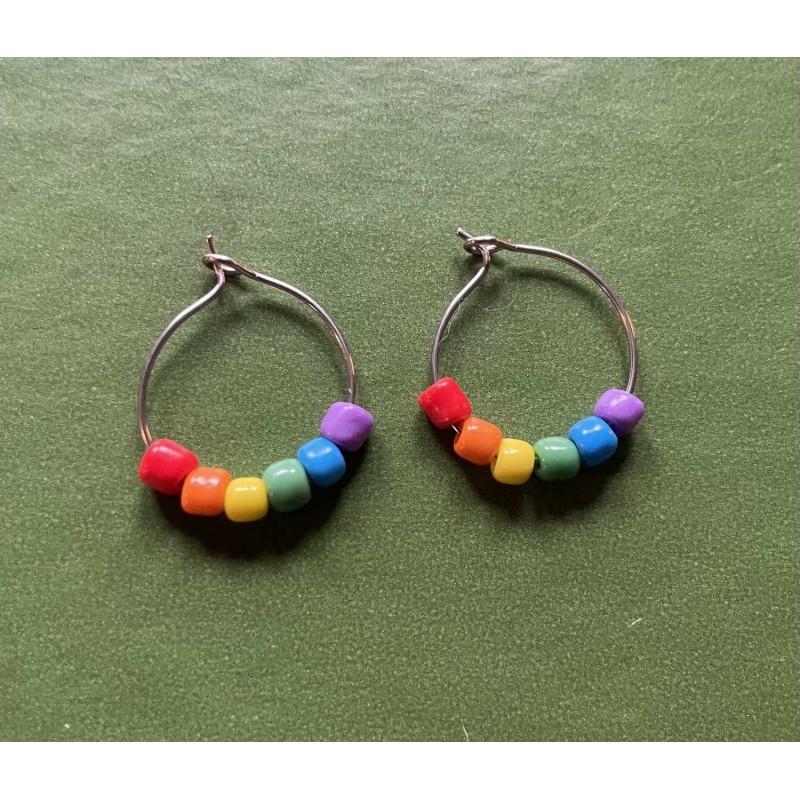 Örhängen Creoler Pride HBTQ Regnbågssmycke Symbol Rostfritt
