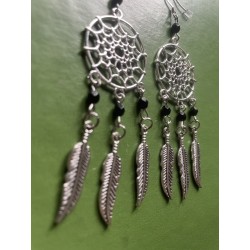 Örhängen Drömfångare Silver Mandala Svart Goth Rock Rostfria Krokar