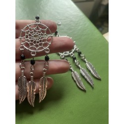 Örhängen Drömfångare Silver Mandala Svart Goth Rock Rostfria Krokar
